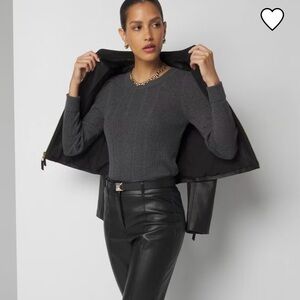 White House Black Market Charcoal Crewneck Cashmere Sweater